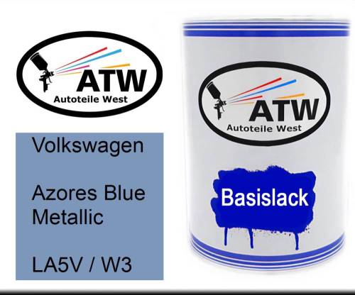 Volkswagen, Azores Blue Metallic, LA5V / W3: 500ml Lackdose, von ATW Autoteile West.